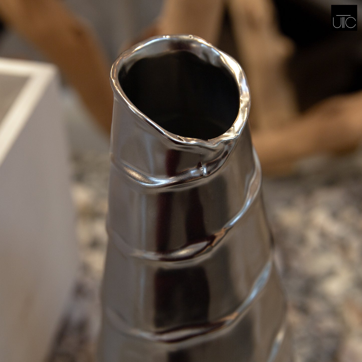 Sylvar Spiral Chrome Ceramic Vase
