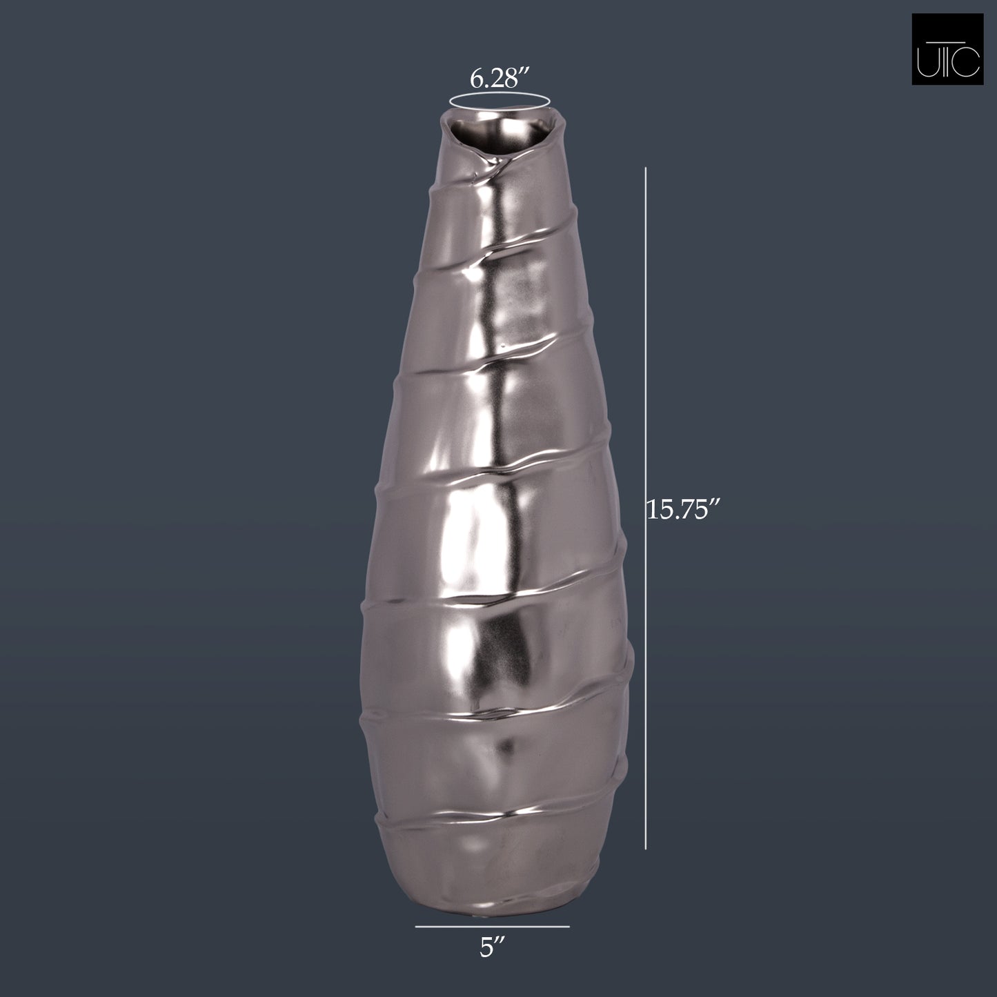 Sylvar Spiral Chrome Ceramic Vase