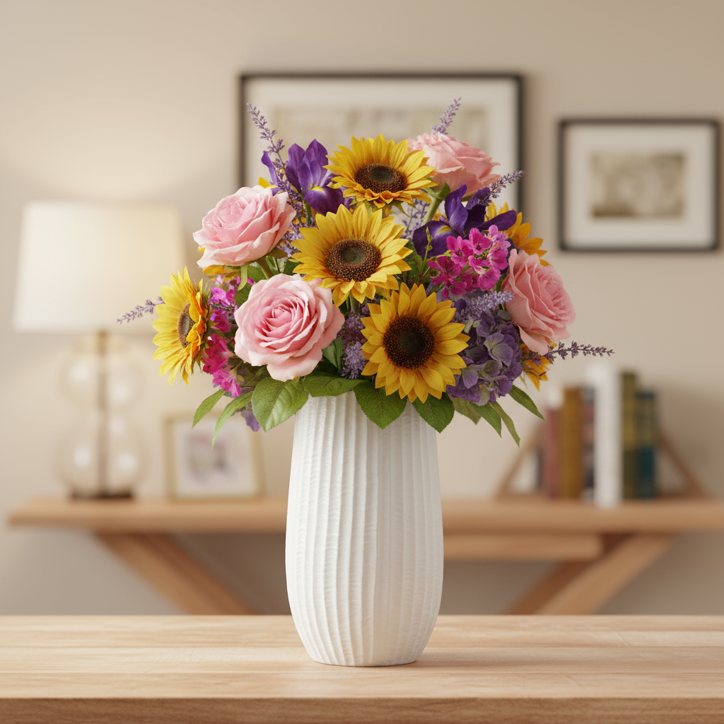 Bernice Textured White Ceramic Vase