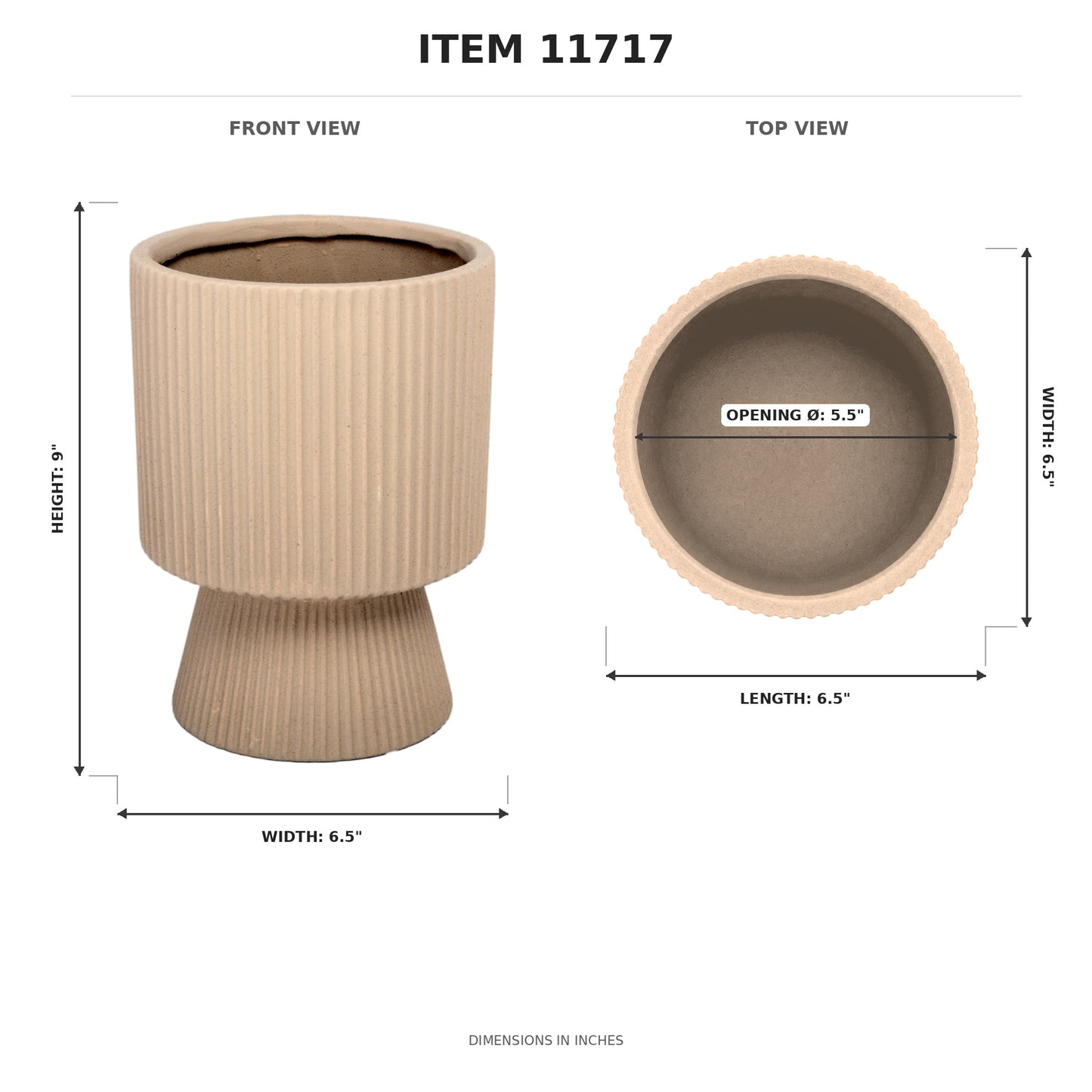 Oksana Ribbed Stoneware Vase with Tapered Pedestal Base