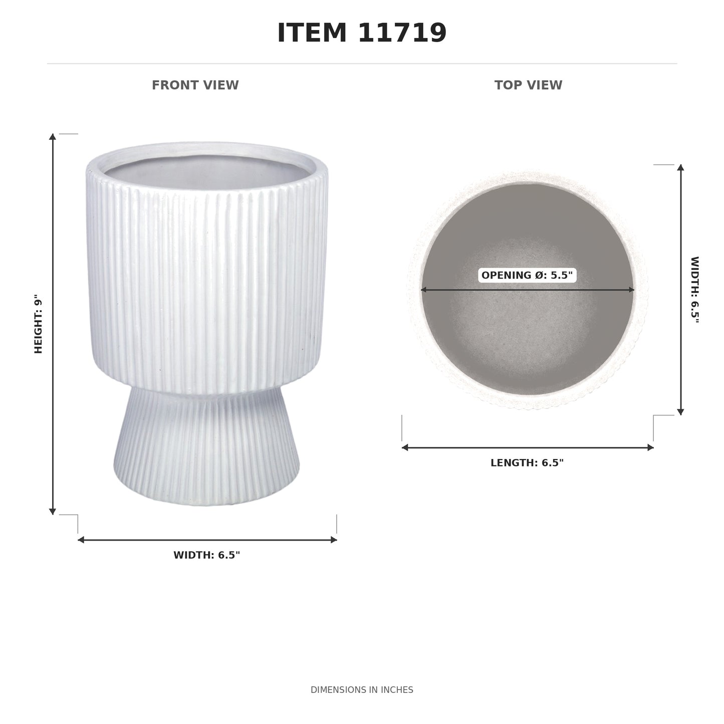 Oksana Ribbed Stoneware Vase with Tapered Pedestal Base