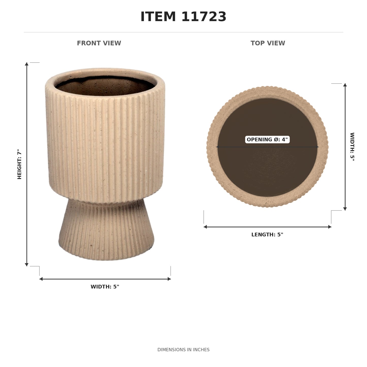 Oksana Ribbed Stoneware Vase with Tapered Pedestal Base