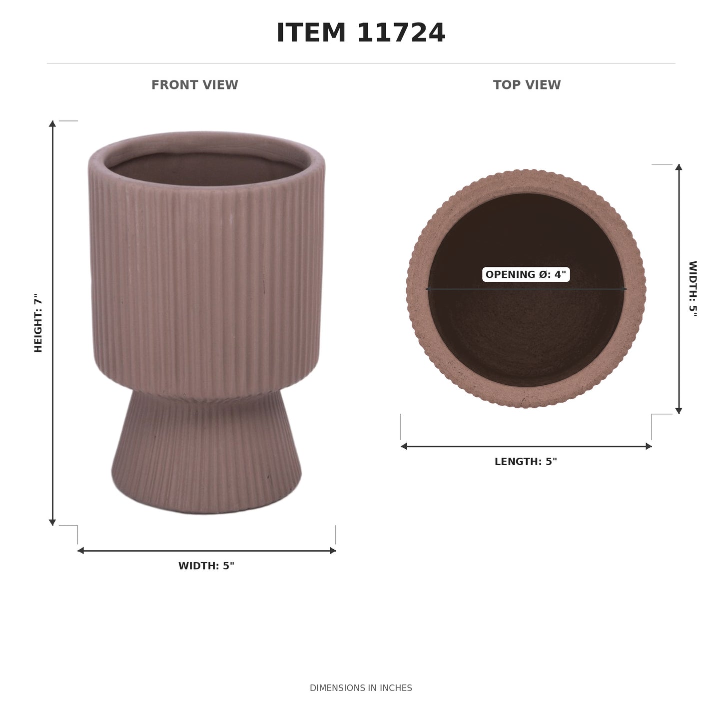 Oksana Ribbed Stoneware Vase with Tapered Pedestal Base