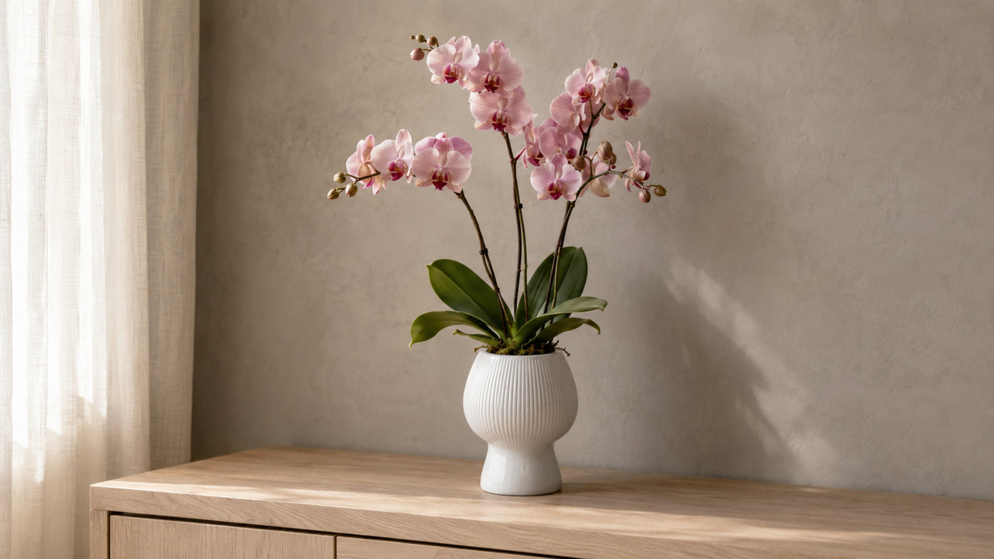 Zoryana Sculpted Stoneware Pot with Pedestal Base