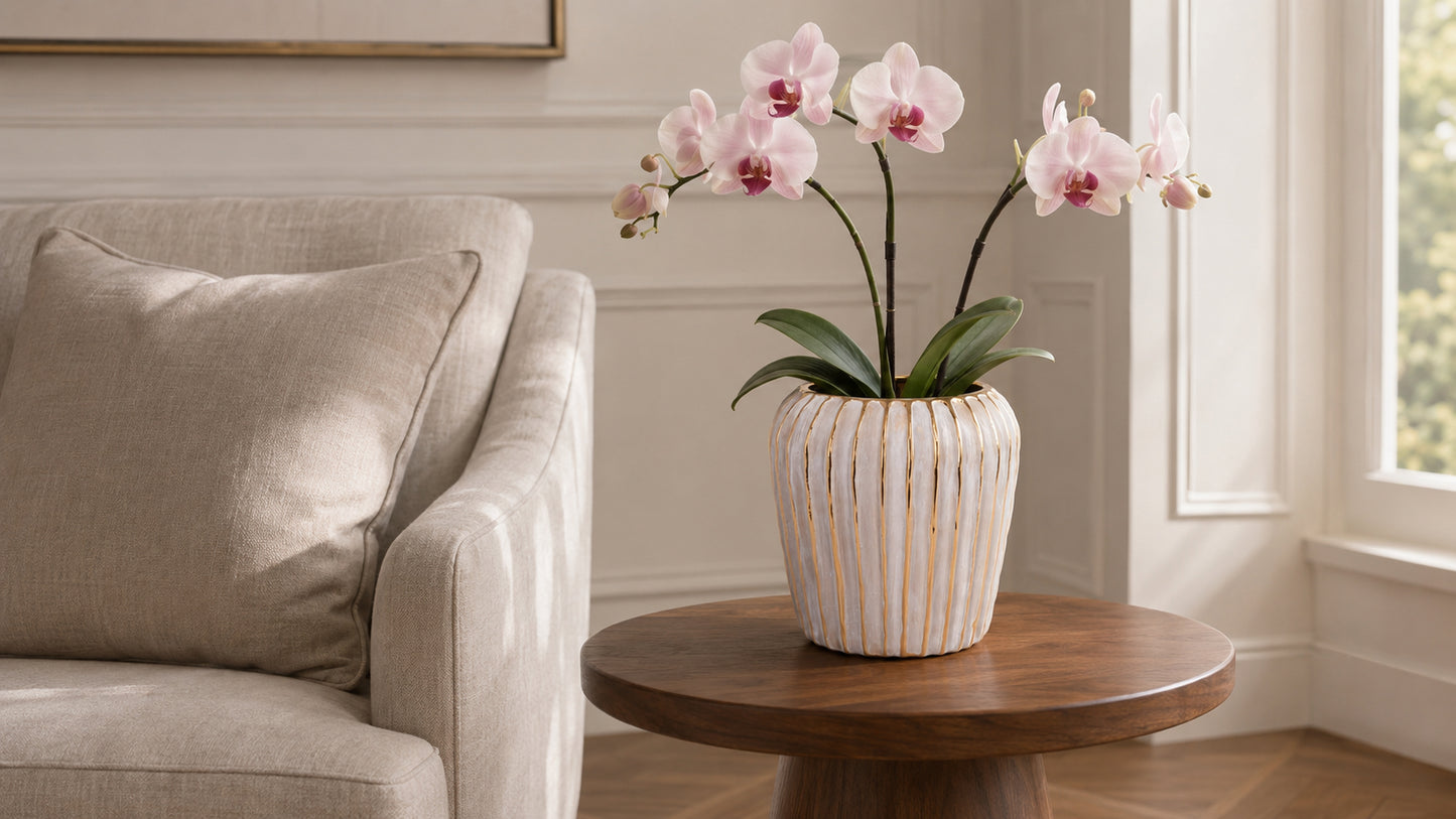 Jaleh Ribbed Ceramic Pot