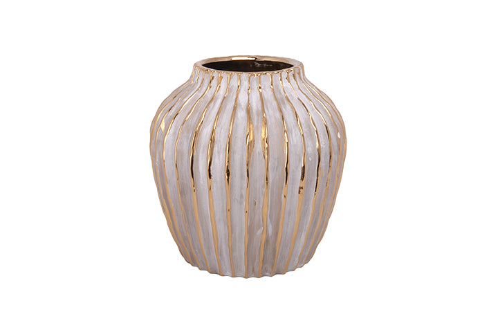 Darice Ribbed Ceramic Decorative Vase