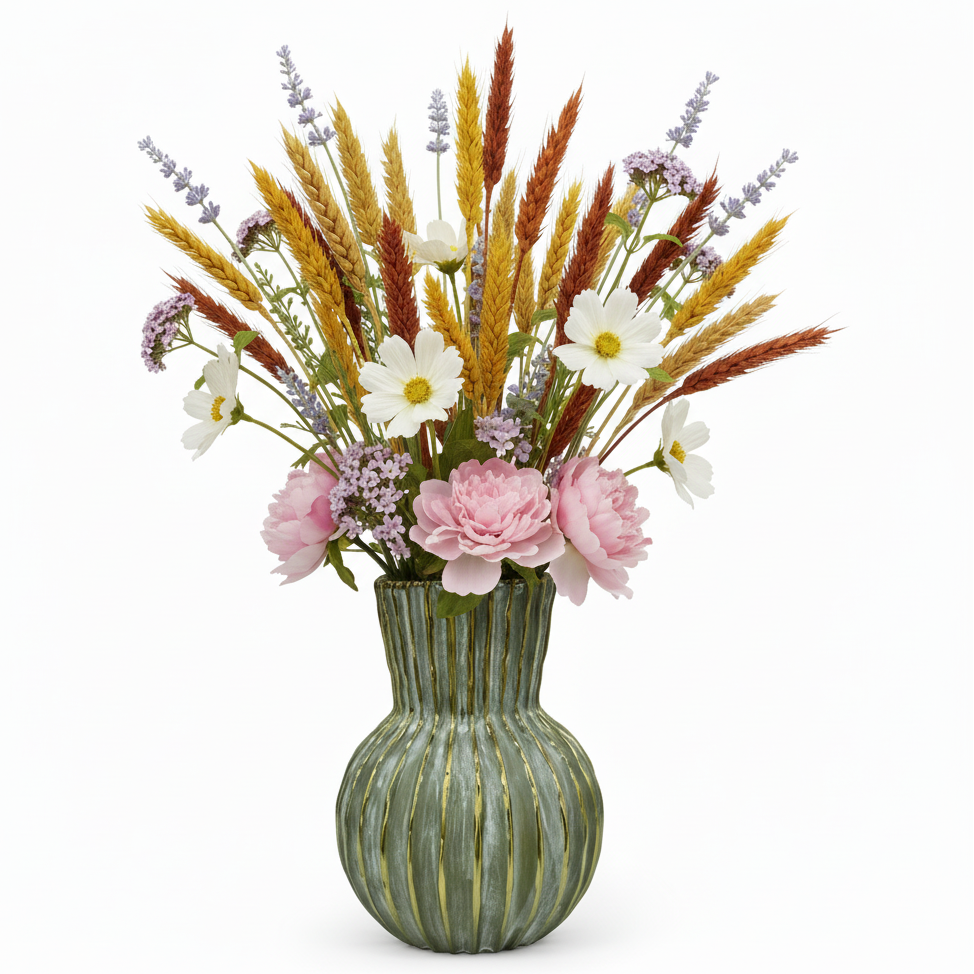 Farrin Ribbed Ceramic Decorative Vase