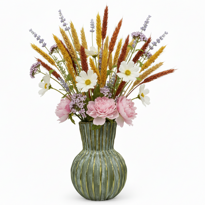 Farrin Ribbed Ceramic Decorative Vase