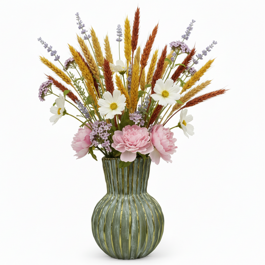 Farrin Ribbed Ceramic Decorative Vase