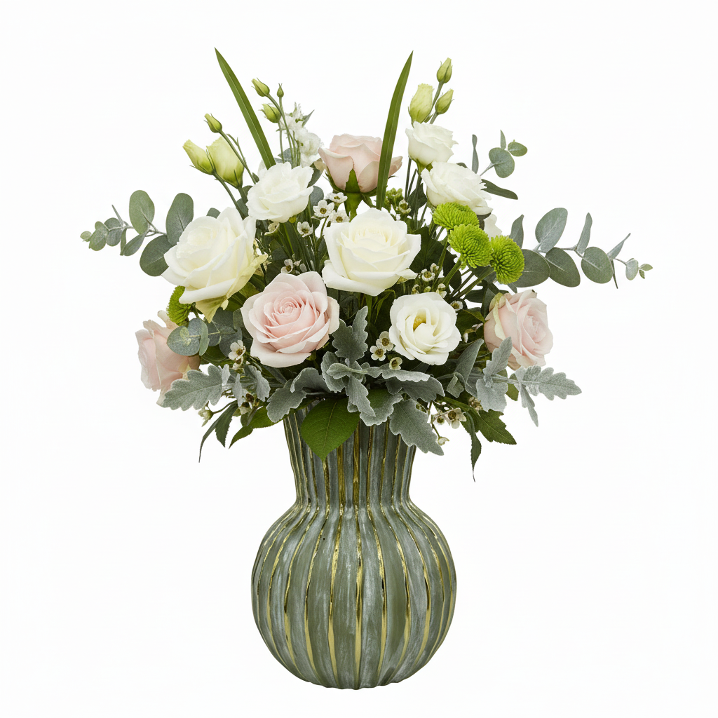 Farrin Ribbed Ceramic Decorative Vase