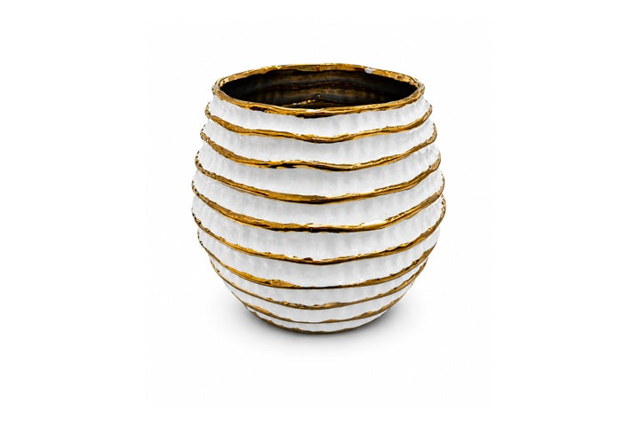Miley Beehive-Ridged Ceramic Vase