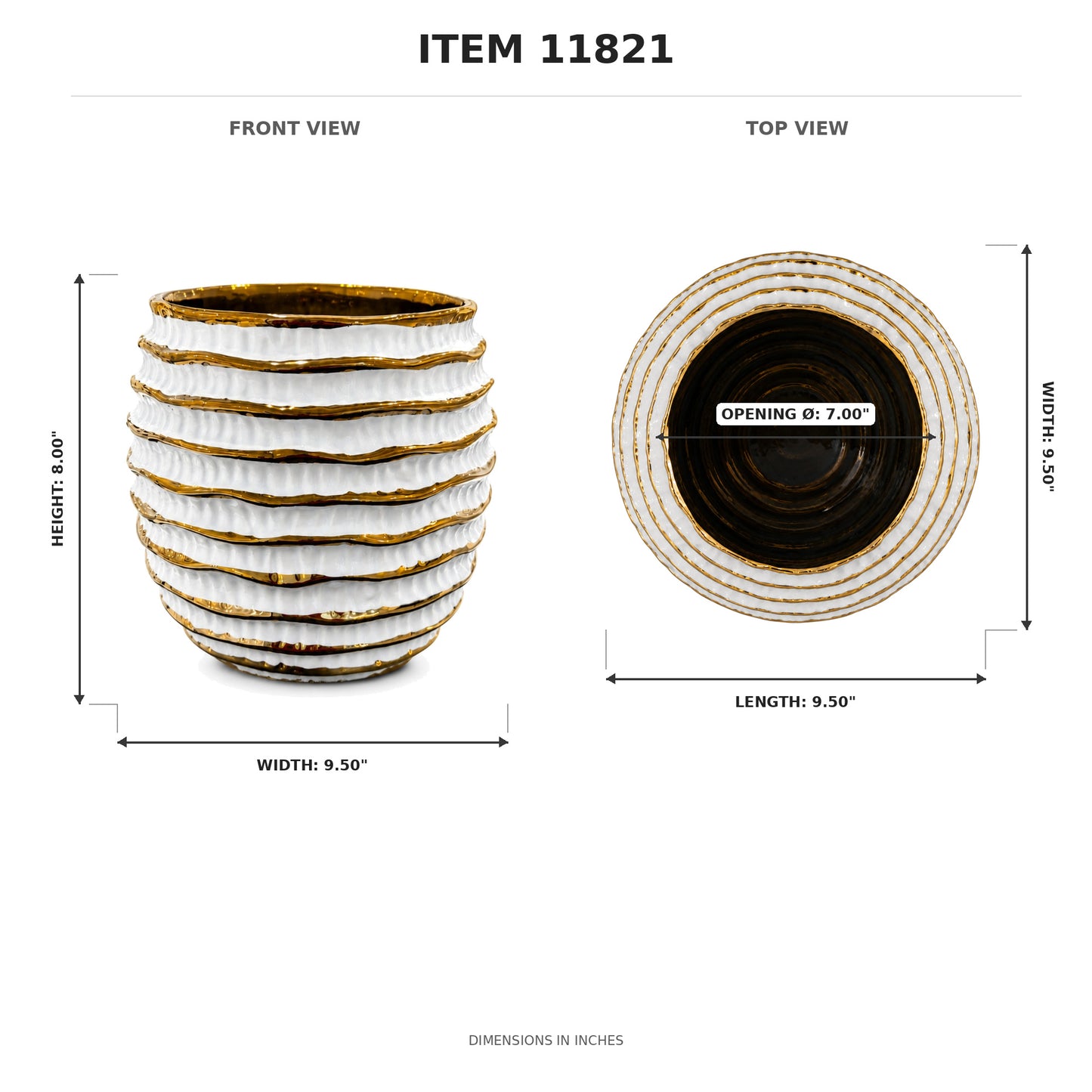 Miley Beehive-Ridged Ceramic Vase