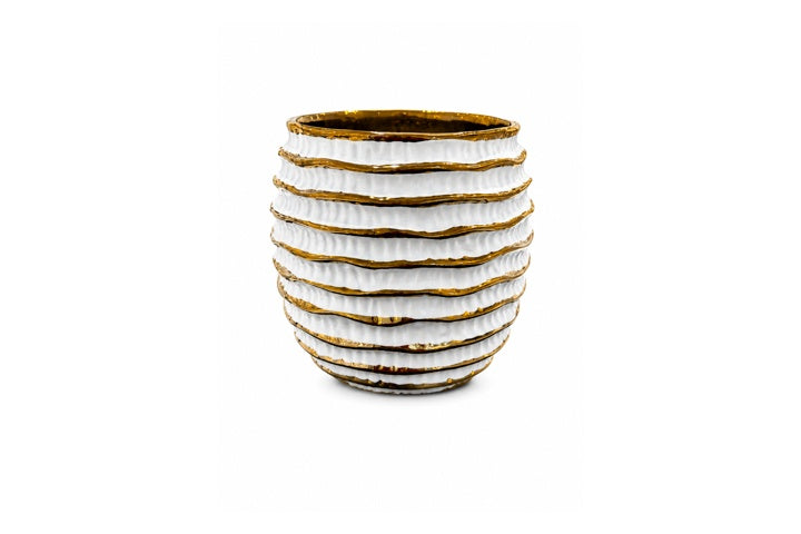 Miley Beehive-Ridged Ceramic Vase