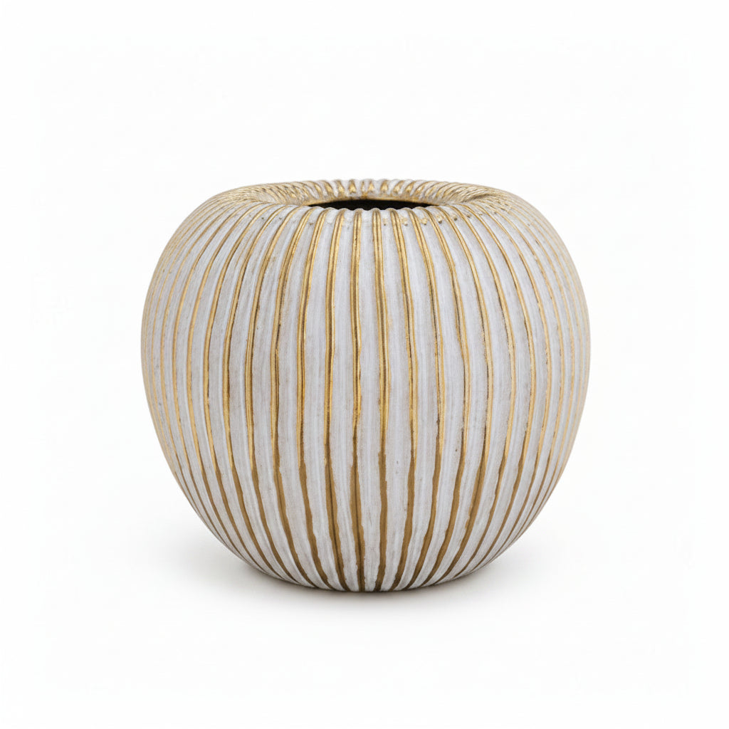 Tara Ribbed Ovoid Ceramic Vase