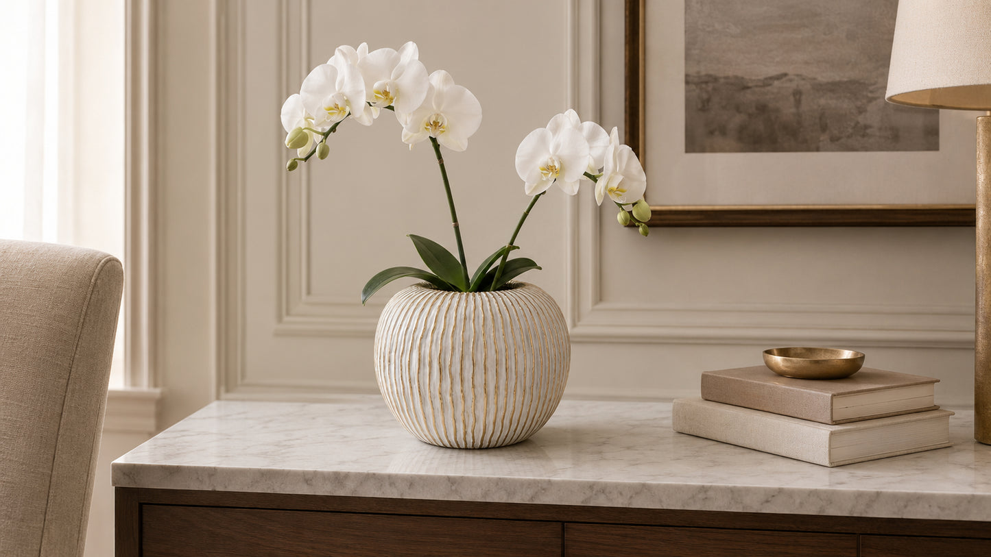 Ziana Ribbed Ovoid Ceramic Vase