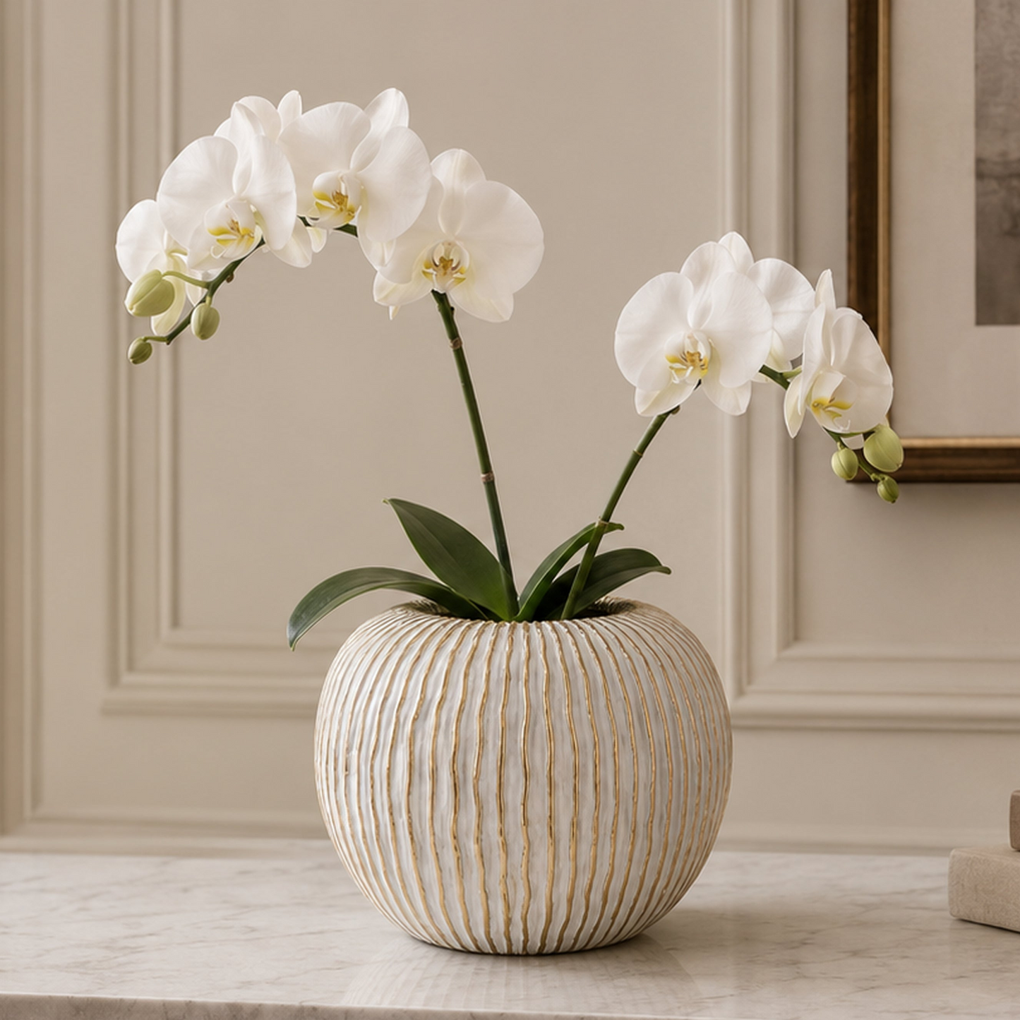 Ziana Ribbed Ovoid Ceramic Vase