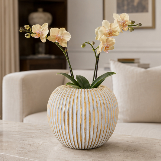 Ziana Ribbed Ovoid Ceramic Vase
