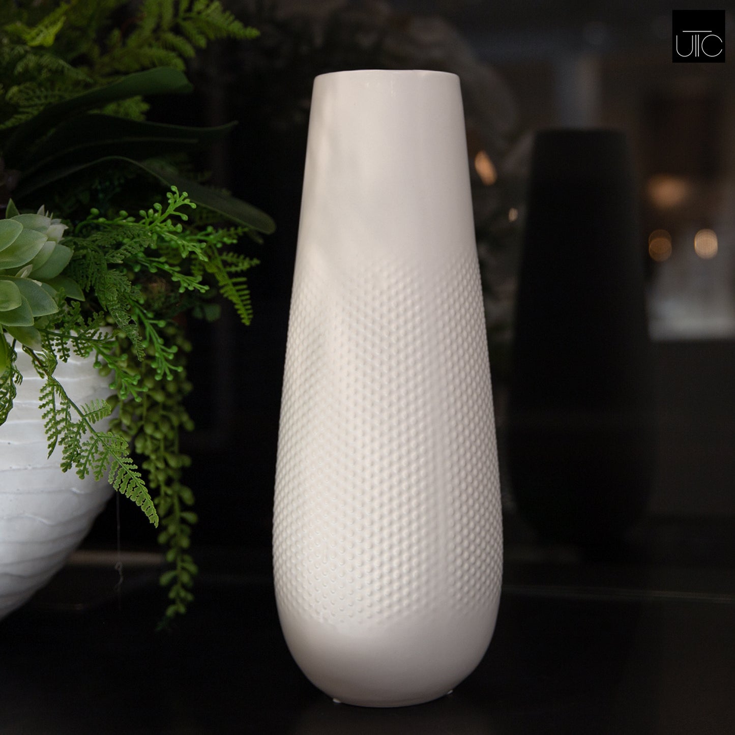 Jax Embossed Dot Ceramic Vase