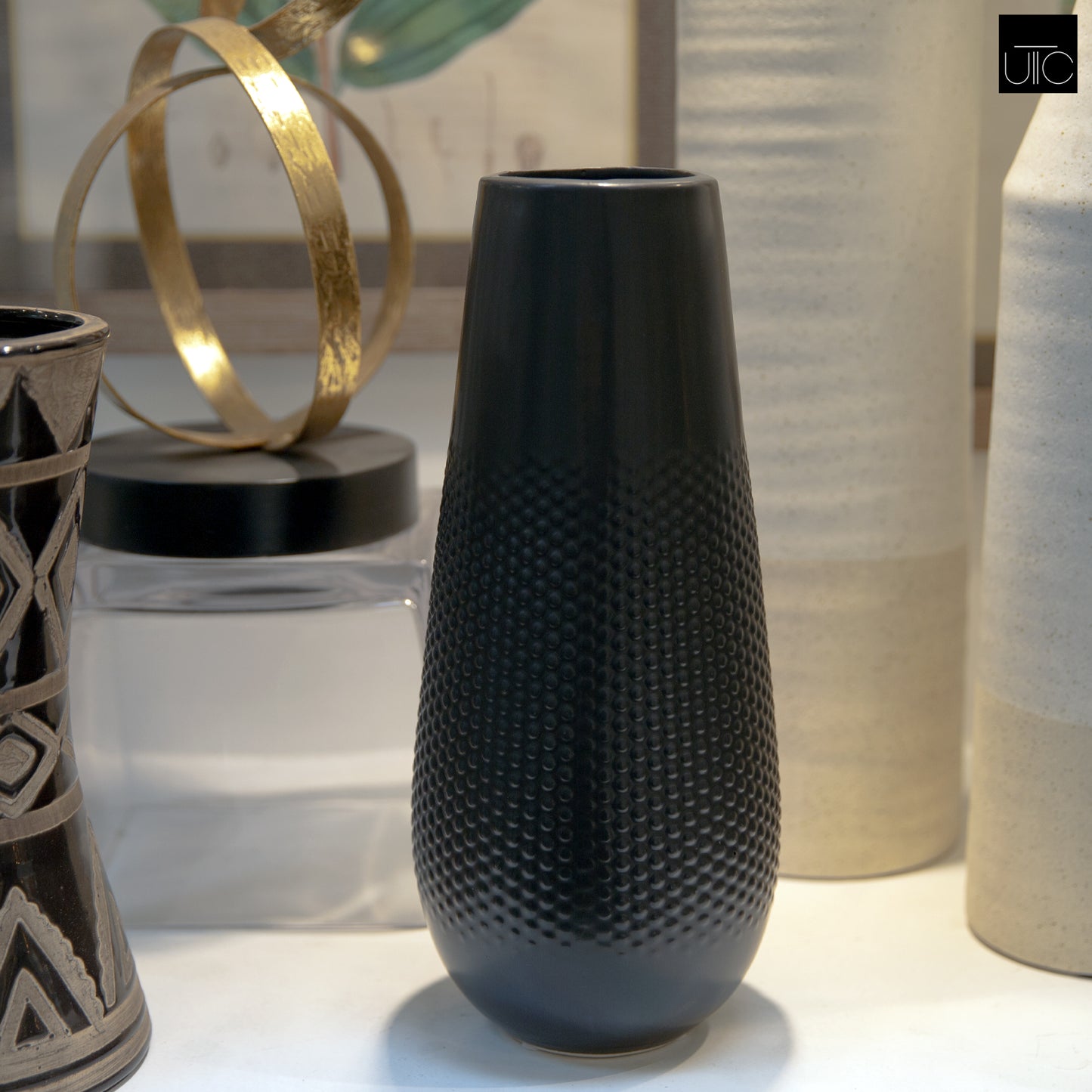 Jax Embossed Dot Ceramic Vase