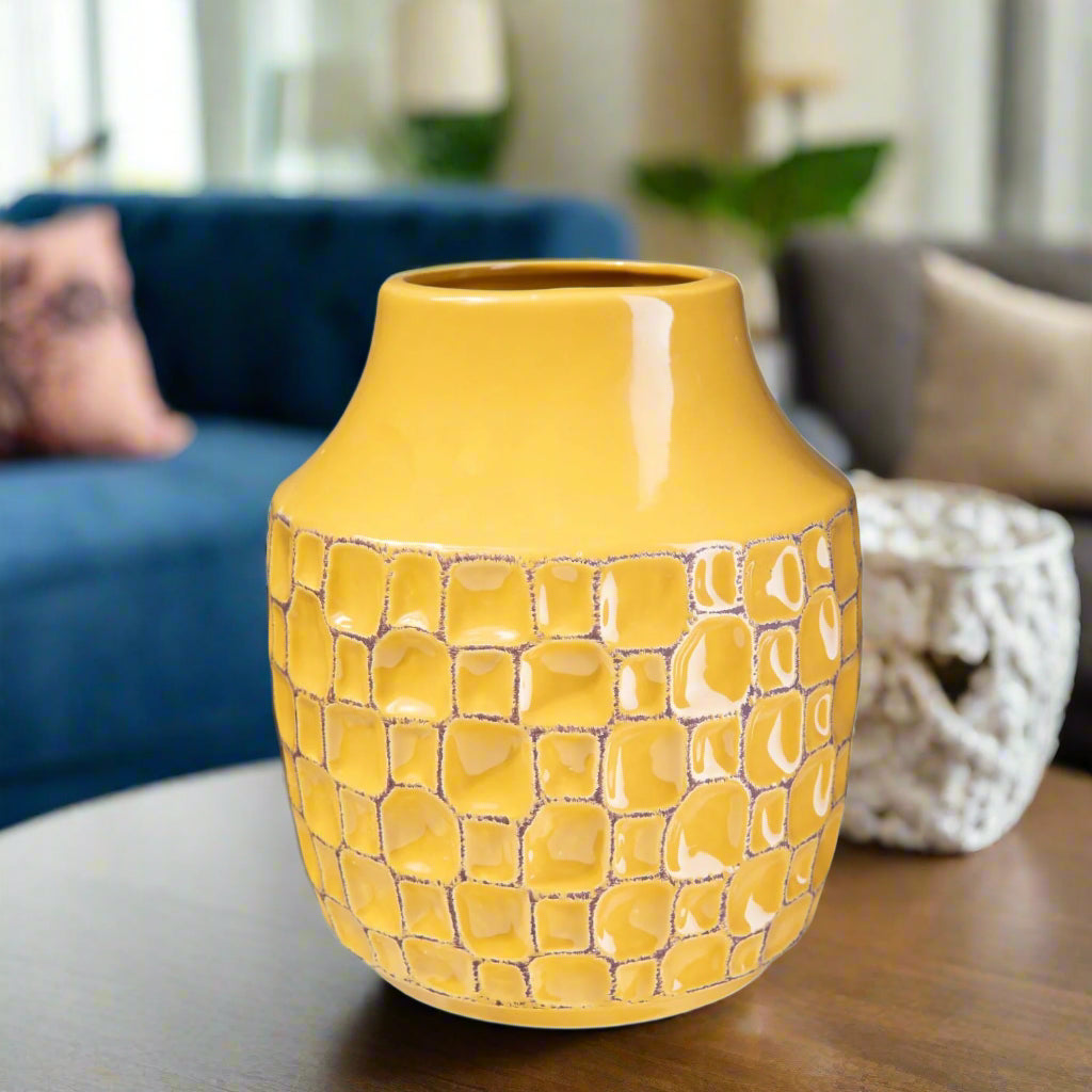 Marla Textured Bellied Ceramic Vase