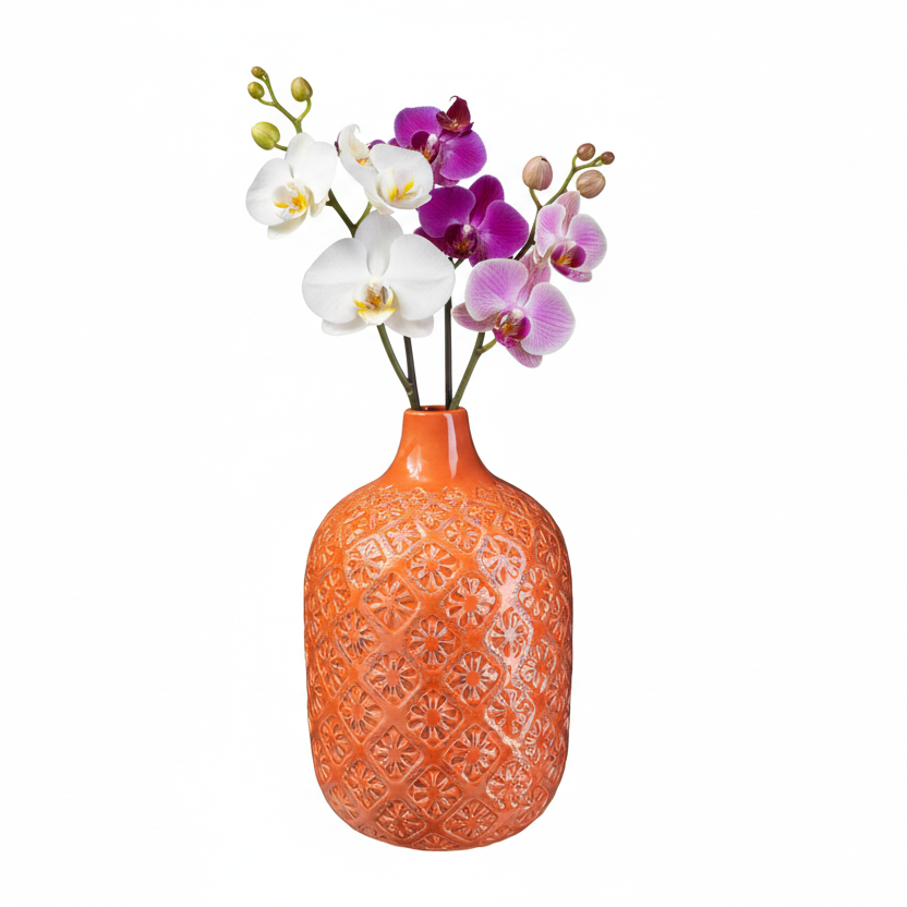 Faryn Distressed Diamond Pattern Vase