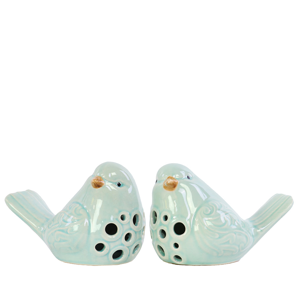 Tevara Cutout Porcelain Bird Figurines (Set of 2)