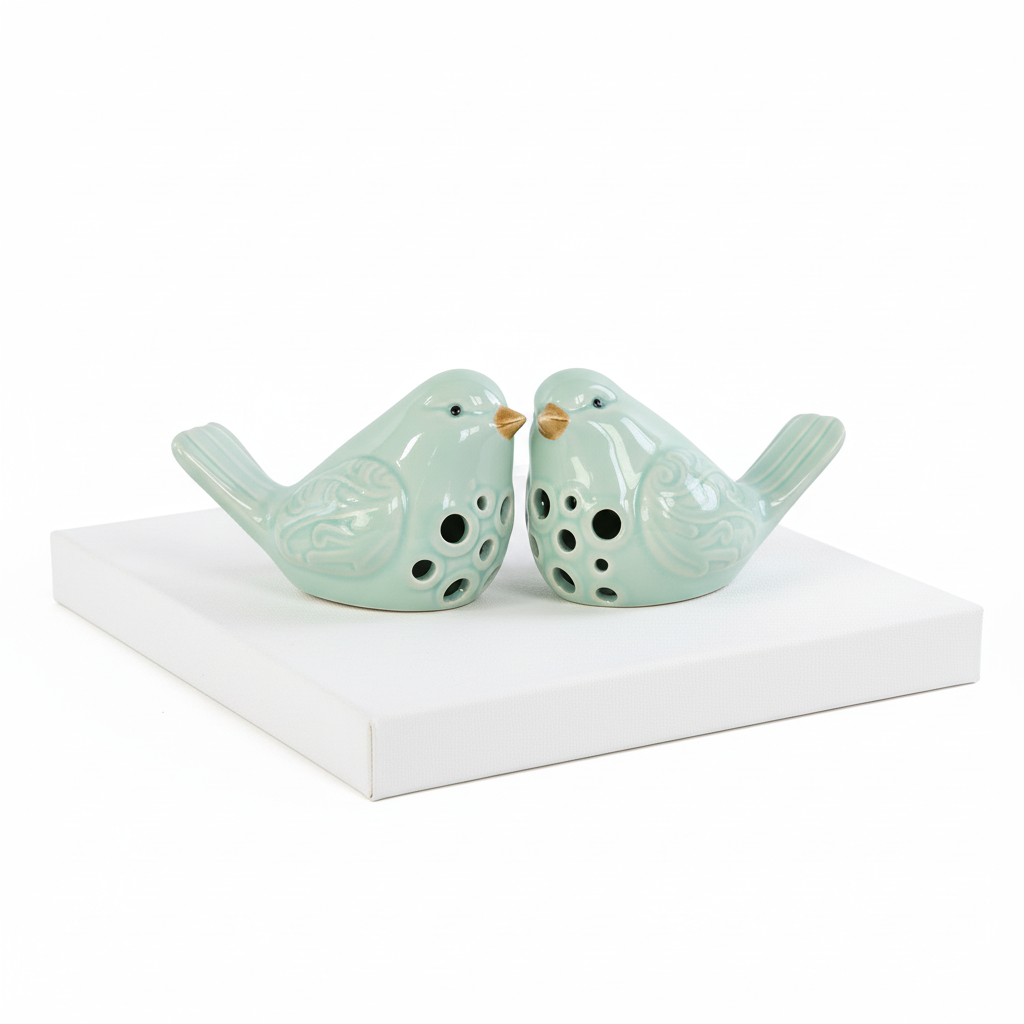 Tevara Cutout Porcelain Bird Figurines (Set of 2)