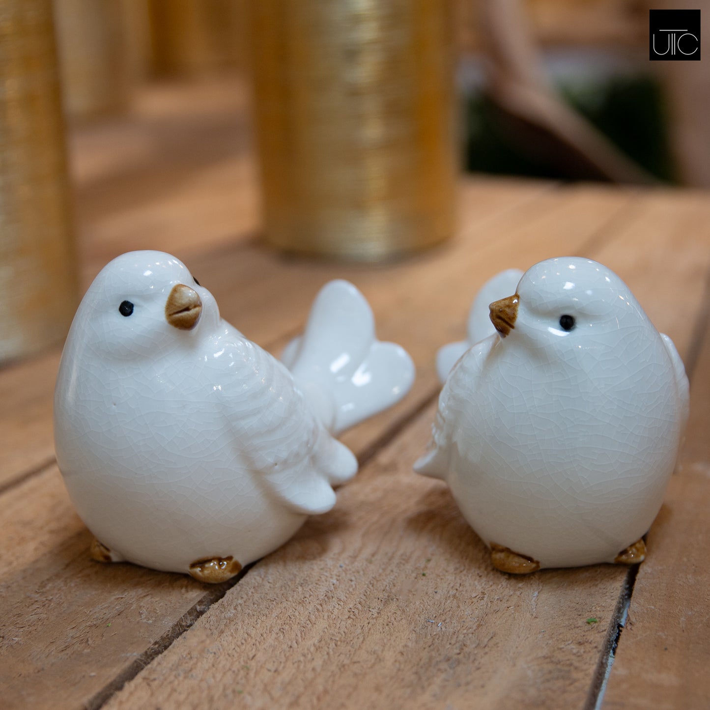 Yannel Gloss Green Cardinal Figurines (Set of 2)