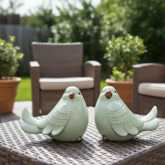 Yannel Gloss Green Cardinal Figurines (Set of 2)