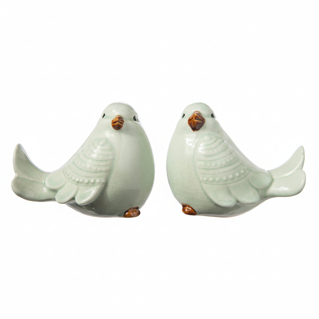 Yannel Gloss Green Cardinal Figurines (Set of 2)