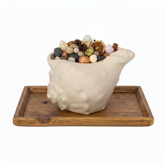 Aqua White Ceramic Shell Planter Decorative Pot