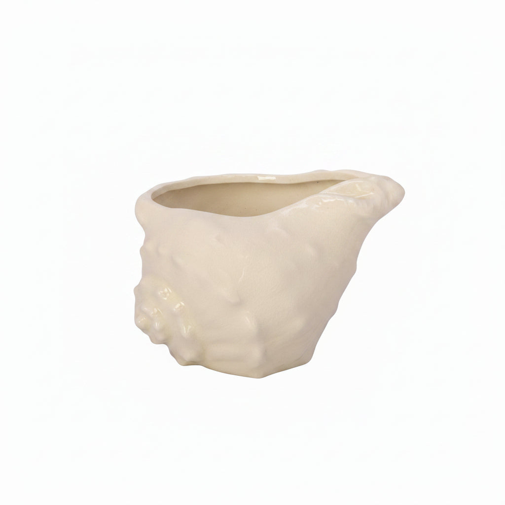 Aqua White Ceramic Shell Planter Decorative Pot
