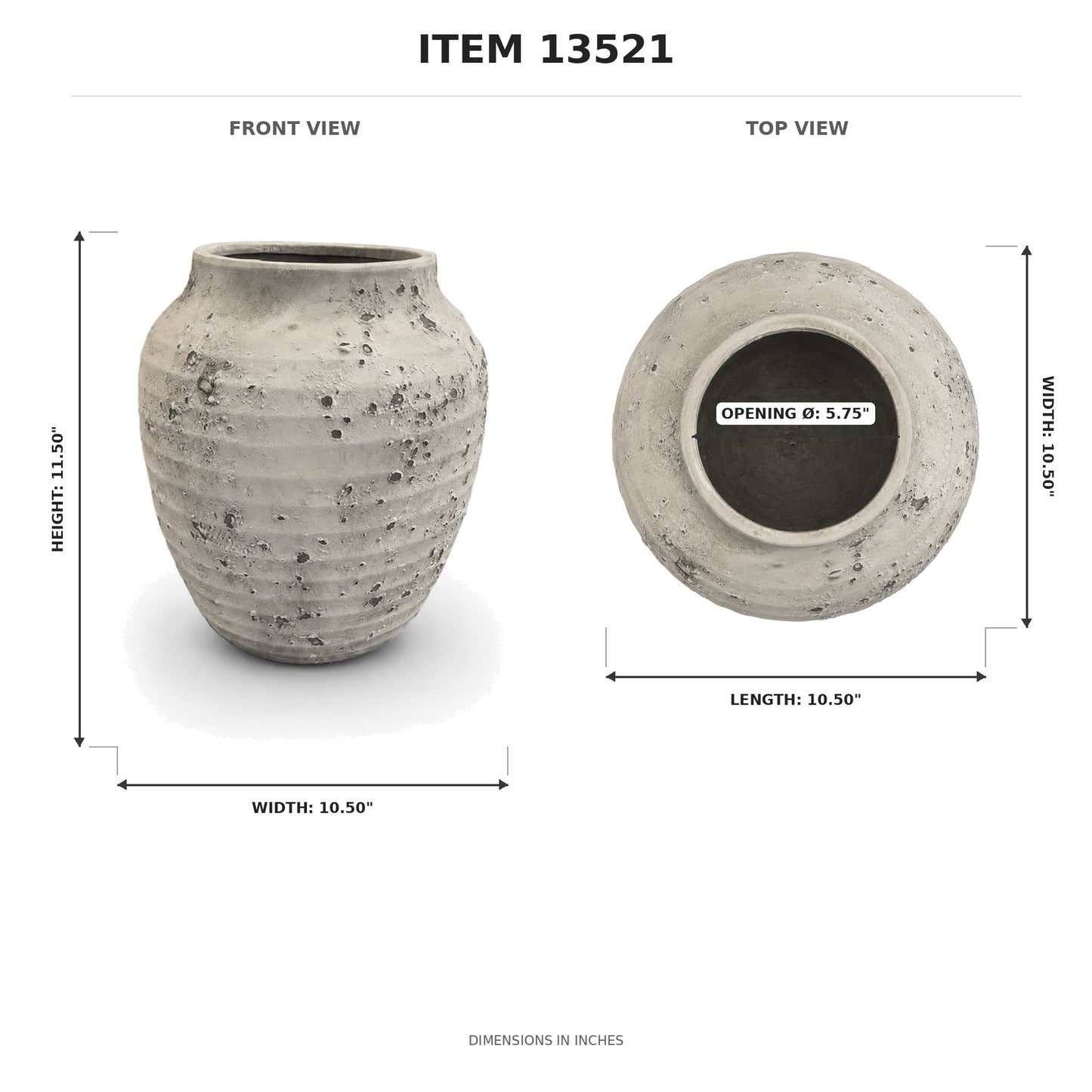 Kira Ribbed Amphora-Style Cement Planter