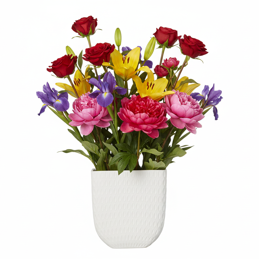 Martina Ceramic Tall Rectangle Vase with Elliptical Pattern
