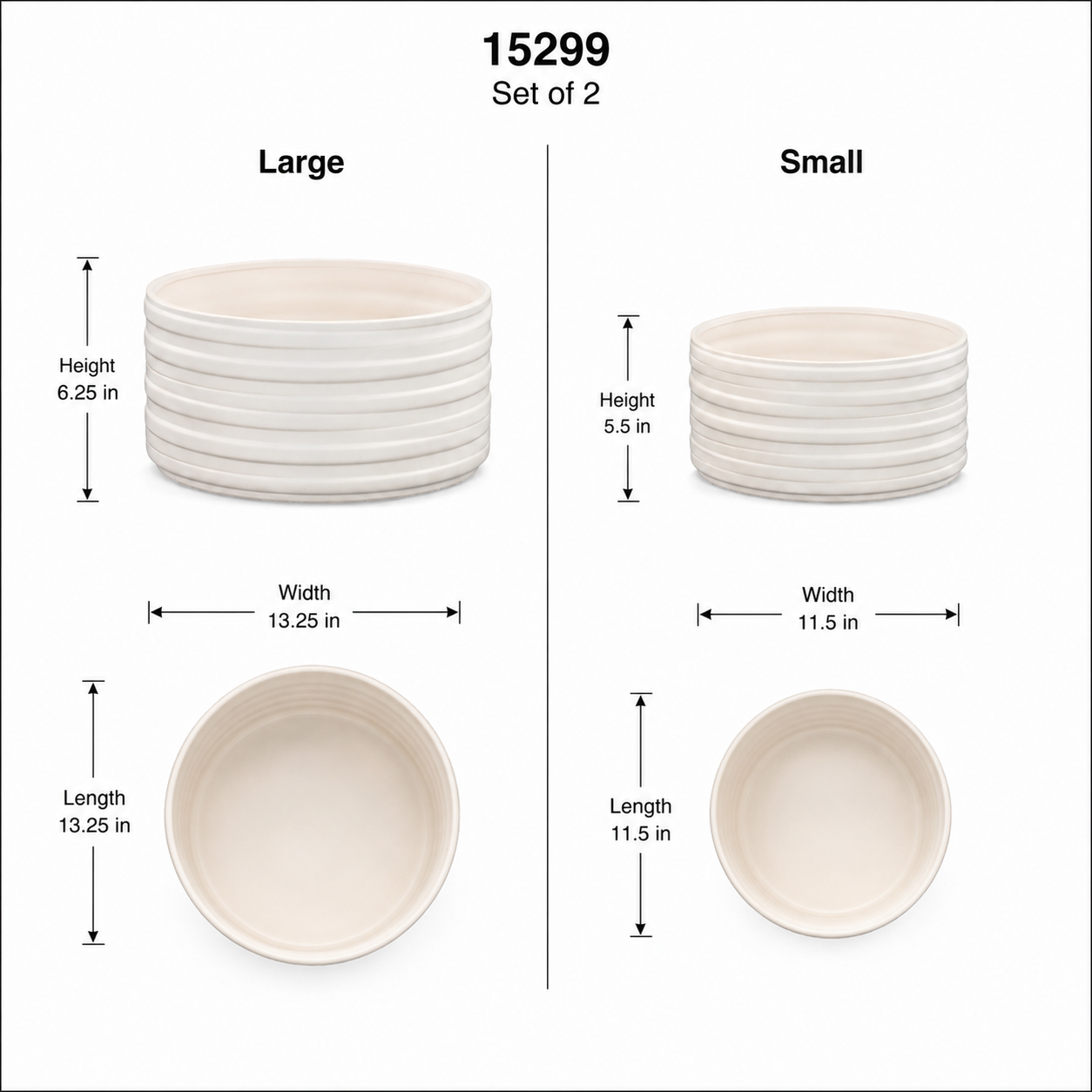 Yam Embossed Banded Ceramic Planter Set (Set of 2)