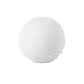 A single white ceramic ball decor with embossed wave spiral design, displayed against a neutral background.