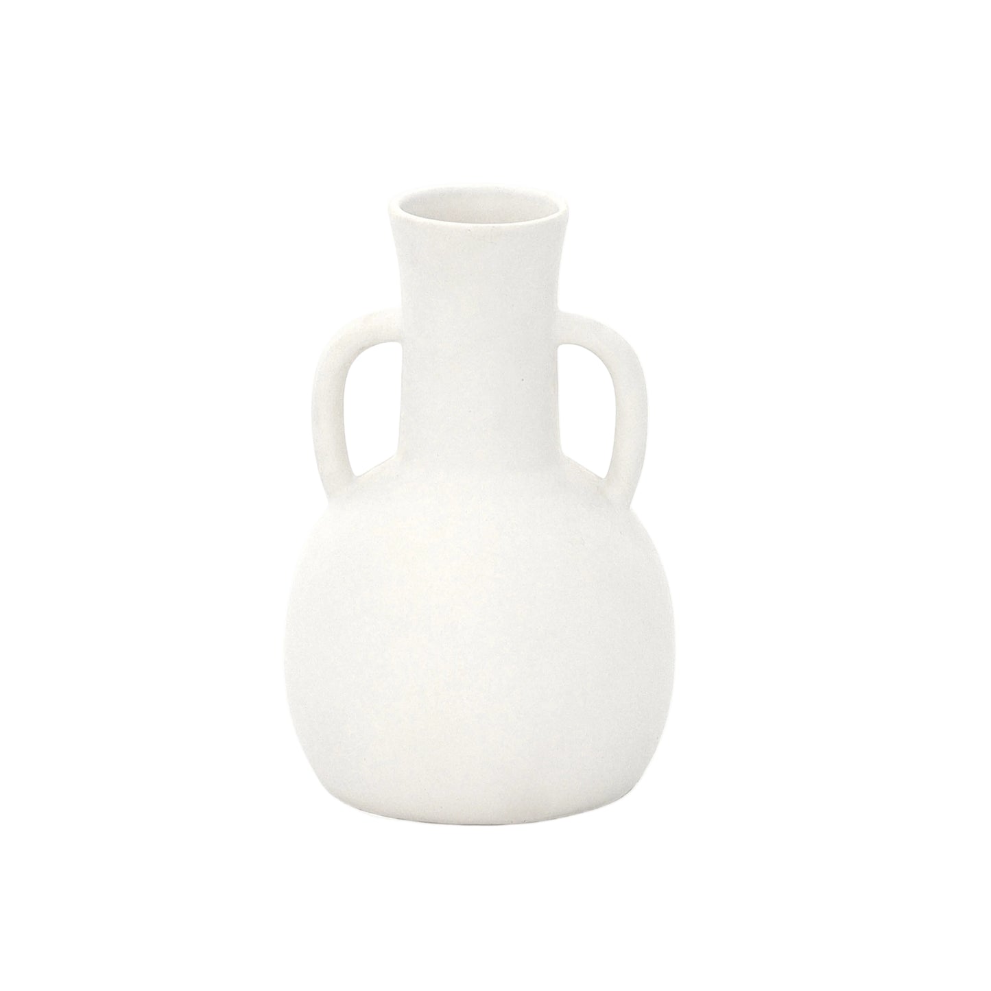 Milenne White Ring-Handled Ceramic Vase