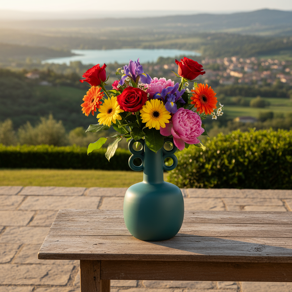 Lyrica Ceramic Round Pelike Vase