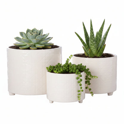 Ceramic Round Pot Gloss Finish Cream-10.00"H -136