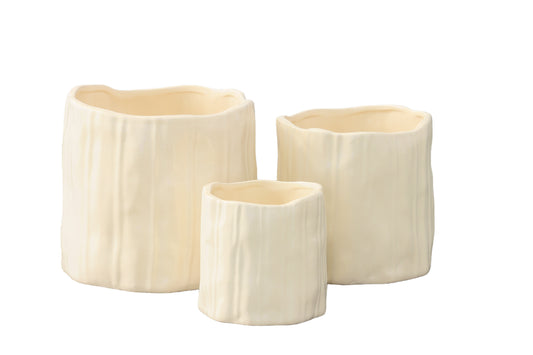 Ceramic Round Pot Gloss Finish Cream-7.50"H