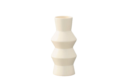Ceramic Round Vase Gloss Finish Cream-10.00"H -222