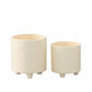 Kiri Cream Ceramic Planter Pots with Geometric Pattern & Tripod Stand (Set of 2)