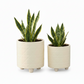 Kiri Cream Ceramic Planter Pots with Geometric Pattern & Tripod Stand (Set of 2)