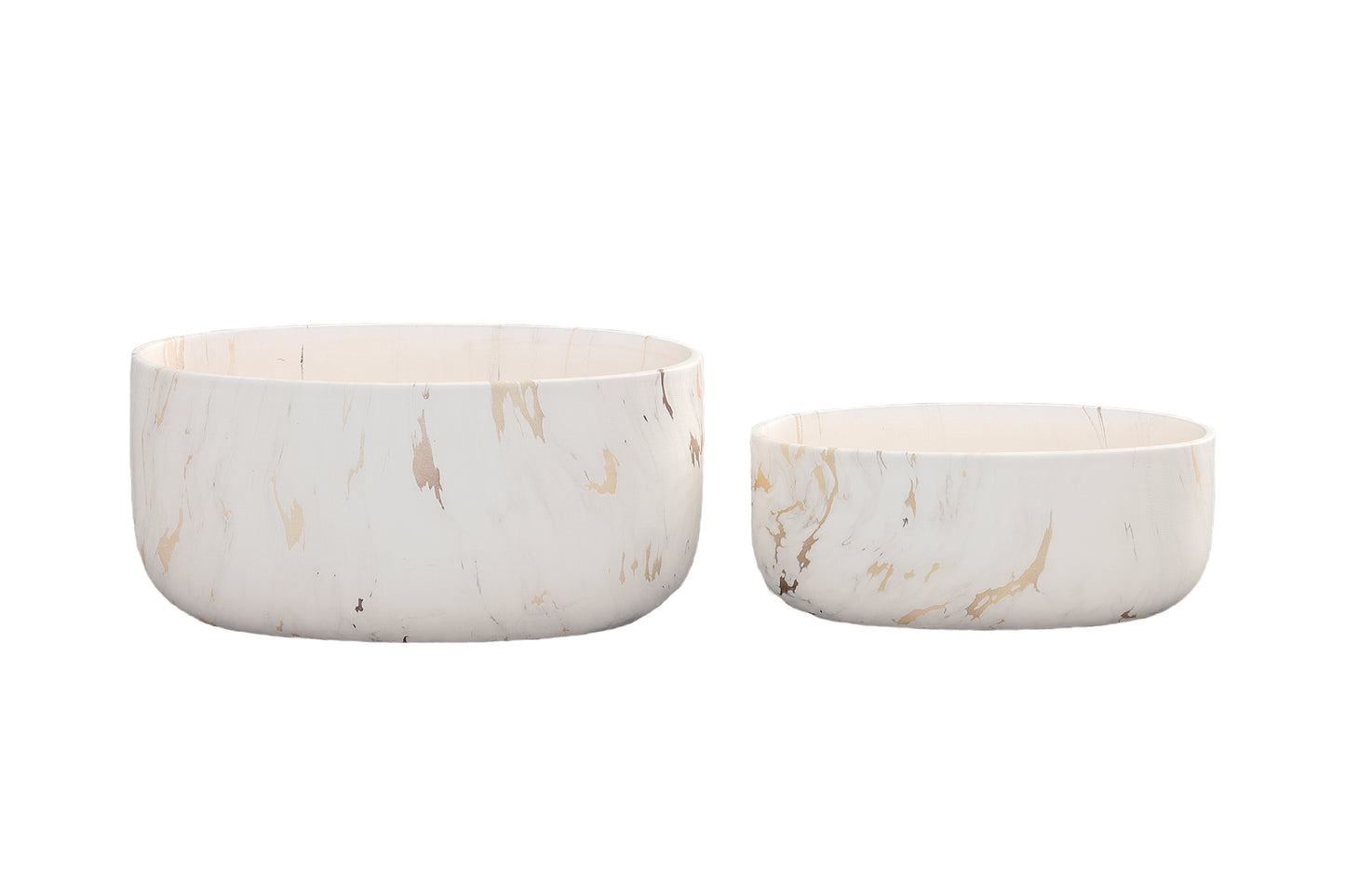 Mendi Symmetric Marble Ceramic Pots (Set of 2)