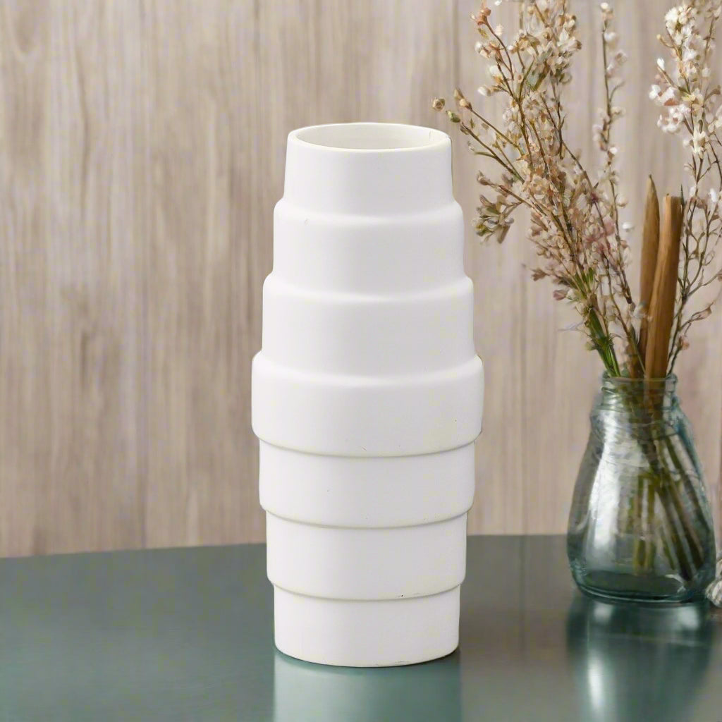 Rhenna Layered Design Round Ceramic Vase