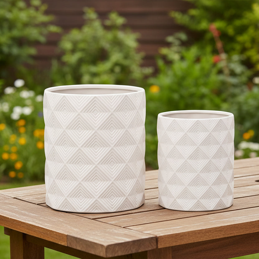 Grettina Ceramic Faceted Jar (Set of 2)
