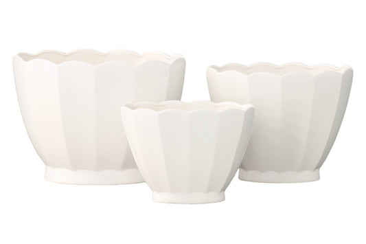 Ceramic Round Pot Gloss Finish White-11.75"H