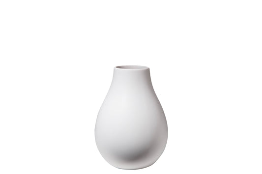 Ceramic Plain Round Bellied Vase Matte Finish White-8.50"H