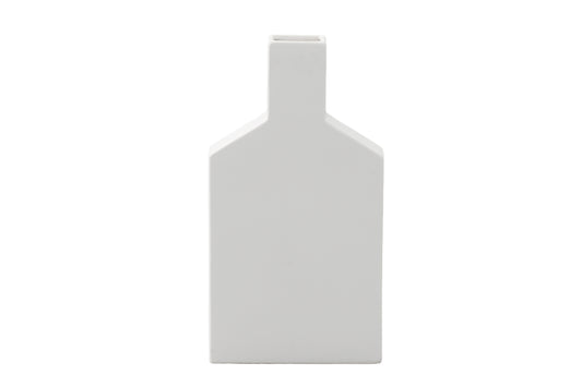 Ceramic Flat Plain Bottle Tall Vase Matte Finish-17.00"H