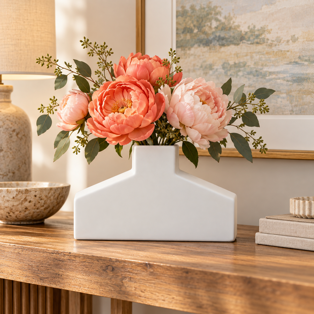 Kneena Ceramic Flat Bottle Vase